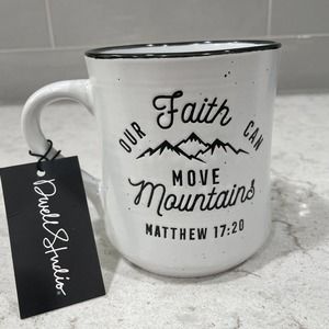 FAITH CAN MOVE MOUNTAINS Bible Scripture Verse Gift 18 oz Mug Gift Black White